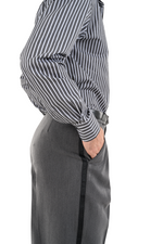Load image into Gallery viewer, Grey Tango Pants With Three Pleats & Side Stripe
