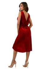 Load image into Gallery viewer, Velvet Tango Dress with Draped Back & Sparkling Strap