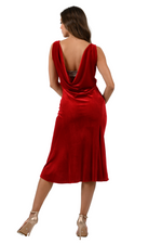 Load image into Gallery viewer, Velvet Tango Dress with Draped Back & Sparkling Strap