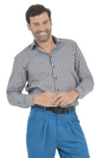 Load image into Gallery viewer, Dark Grey Striped Men's Cotton Shirt