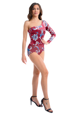 Load image into Gallery viewer, Paisley Floral Print One-Sleeve Velvet Bodysuit