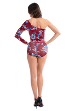Load image into Gallery viewer, Paisley Floral Print One-Sleeve Velvet Bodysuit