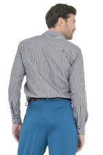 Load image into Gallery viewer, Dark Grey Striped Men's Cotton Shirt