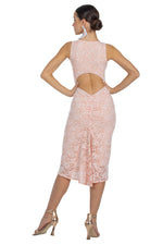 Load image into Gallery viewer, Salmon Pink Lace Keyhole Back Fishtail Dress