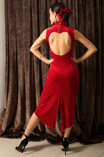 Load image into Gallery viewer, Velvet Tango Dress With Heart Cutout
