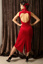Load image into Gallery viewer, Velvet Tango Dress With Heart Cutout