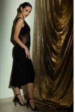 Load image into Gallery viewer, Black Bodycon Tango Dress With Mesh Heart Cutouts