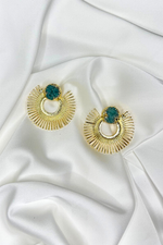 Load image into Gallery viewer, Serena Green Natural Stone Tango Earrings
