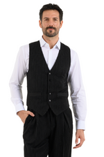 Load image into Gallery viewer, Black Pinstriped Men's Tango Vest