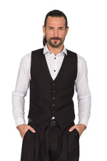 Load image into Gallery viewer, Shiny Black Linen Tango Vest