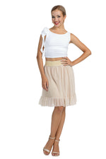 Load image into Gallery viewer, Beige Pleated Above-Knee Prairie Skirt