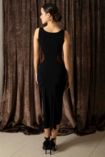 Load image into Gallery viewer, Black Bodycon Tango Dress With Mesh Heart Cutouts