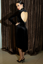 Load image into Gallery viewer, Velvet Tango Dress With Bejeweled  Heart Cutout

