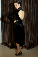 Load image into Gallery viewer, Velvet Tango Dress With Bejeweled Heart Cutout