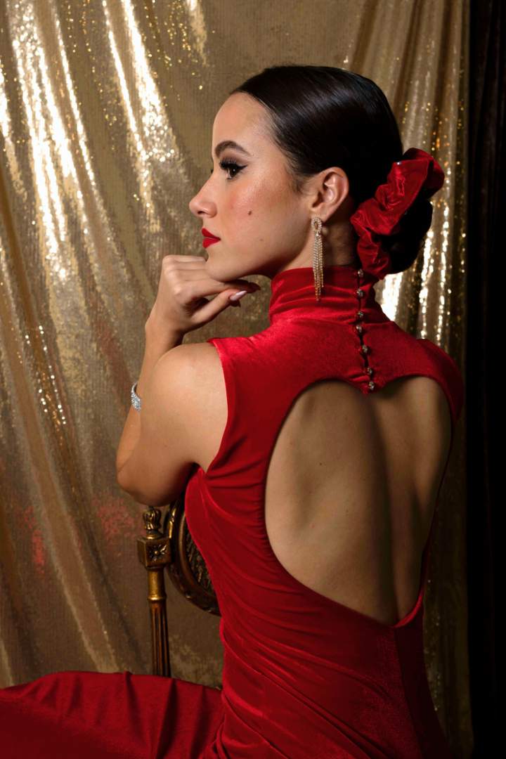 Velvet Tango Dress With Heart Cutout