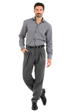 Load image into Gallery viewer, Grey Tango Pants With Three Pleats & Side Stripe