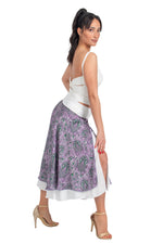 Load image into Gallery viewer, Purple Paisley Print Two-layer Satin Dance Skirt