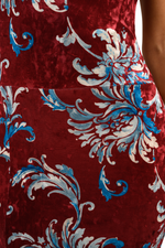 Load image into Gallery viewer, Paisley Floral Velvet Tango Dress With Curved Slit