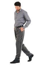 Load image into Gallery viewer, Grey Tango Pants With Three Pleats & Side Stripe