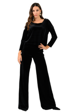 Load image into Gallery viewer, Loose-Fit Velvet Crop Top with Long Sleeves