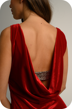 Load image into Gallery viewer, Velvet Tango Dress with Draped Back & Sparkling Strap