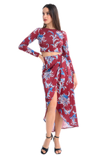 Load image into Gallery viewer, Paisley Floral Print Satin Wrap Dance Skirt