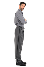 Load image into Gallery viewer, Grey Tango Pants With Three Pleats & Side Stripe