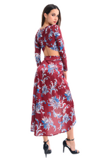 Load image into Gallery viewer, Paisley Floral Print Satin Wrap Dance Skirt