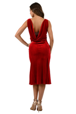 Load image into Gallery viewer, Velvet Tango Dress with Draped Back & Sparkling Strap