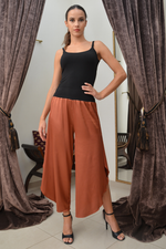 Load image into Gallery viewer, Asymmetric Satin Tango Pants (M) (Tan)