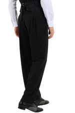 Load image into Gallery viewer, Black Pinstriped Tango Pants With Front And Back Pleat