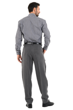 Load image into Gallery viewer, Grey Tango Pants With Three Pleats & Side Stripe