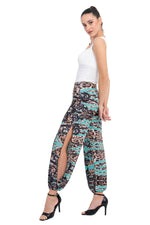 Load image into Gallery viewer, Blue Abstract Animal Print Babucha Tango Pants With Slits
