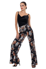 Load image into Gallery viewer, Abstract Leaf Print Velvet Wide Leg Pants
