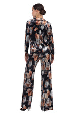 Load image into Gallery viewer, Abstract Leaf Print Velvet Wide Leg Pants
