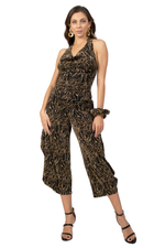 Load image into Gallery viewer, Abstract Vines Print Draped Halter Neck Dance Top