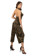 Load image into Gallery viewer, Abstract Vines Print Draped Halter Neck Dance Top