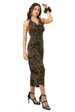 Load image into Gallery viewer, Abstract Vines Print Draped Halter Neck Dance Top