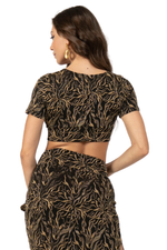 Load image into Gallery viewer, Abstract Vines Print Short Sleeve Bralette Top