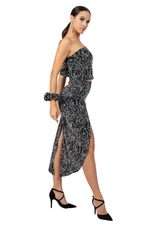 Load image into Gallery viewer, Abstract Vines Print Skirt With Curved Slit