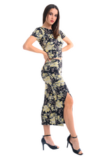 Load image into Gallery viewer, Asian Floral Print Cutout Back Crop Top