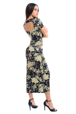 Load image into Gallery viewer, Asian Floral Print Cutout Back Crop Top