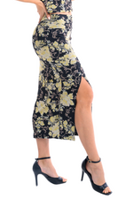 Load image into Gallery viewer, Asian Floral Print Midi Pencil Skirt With Slit
