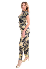 Load image into Gallery viewer, Asian Floral Print Satin Tango Pants