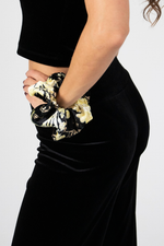 Load image into Gallery viewer, Asian Floral Print Velvet Scrunchie
