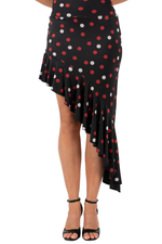 Load image into Gallery viewer, Asymmetric Ruffle Mixed Polka Dot Skirt