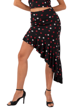 Load image into Gallery viewer, Asymmetric Ruffle Mixed Polka Dot Skirt
