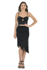 Load image into Gallery viewer, Asymmetric Tango Mini Skirt With Fringe