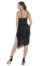 Load image into Gallery viewer, Asymmetric Tango Mini Skirt With Fringe