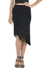 Load image into Gallery viewer, Asymmetric Tango Mini Skirt With Fringe